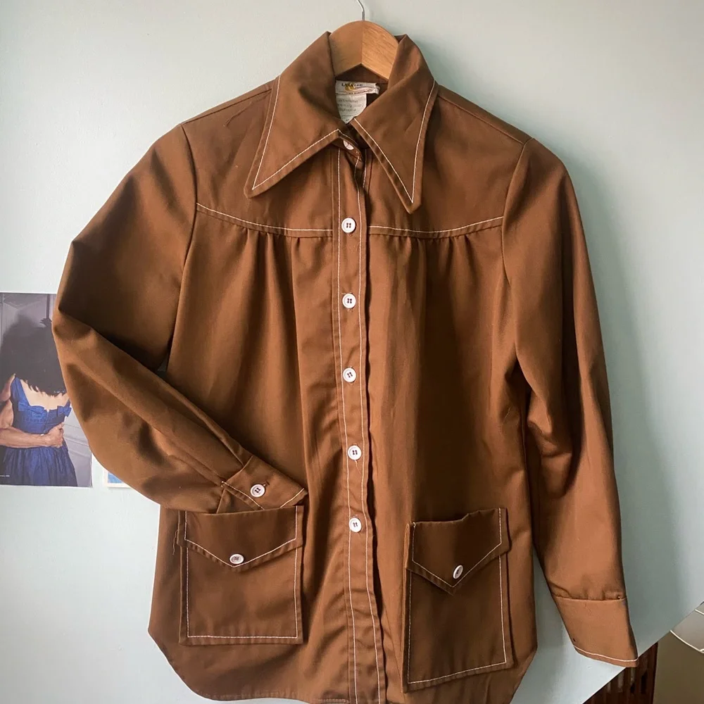 Vintage 70s Brown Shirt - Picture 2 of 3